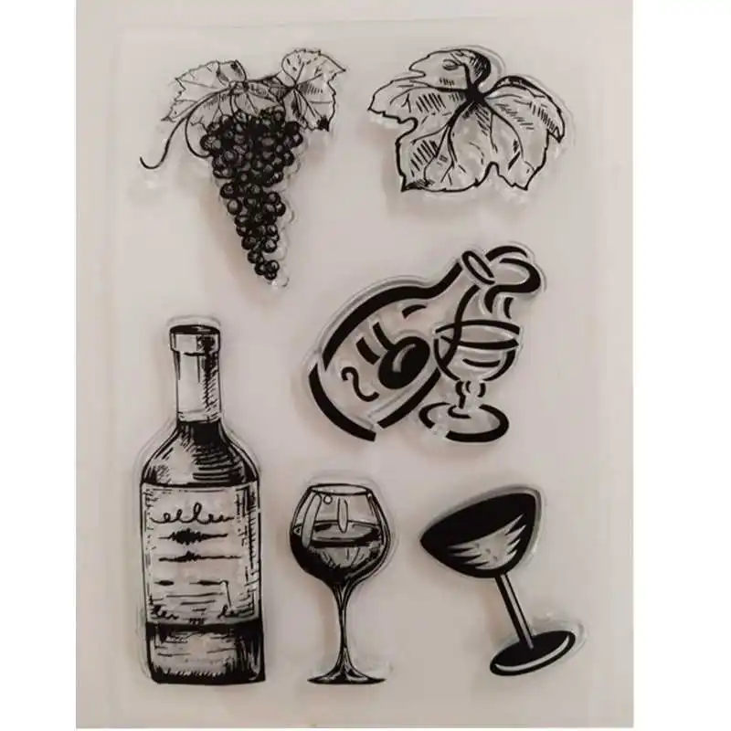 Прозрачные прозрачные штампы виноградные бокалы для скрапбукинга Силиконовая