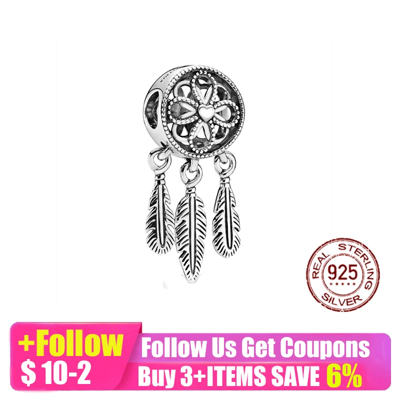 

New Original silver color dreamcatcher bead charm fit european pandora charms bracelet bangles diy jewelry P024