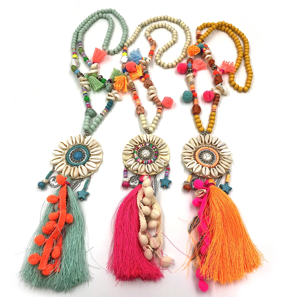 Новинка 2020 весеннее богемное хлопковое ожерелье с кисточками разноцветные