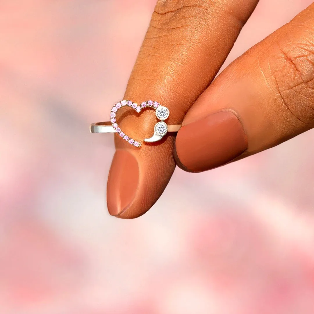

Shiny Crystal Heart Rings for Women Never Give up Love White Pink Crystal Finger Accessories Birthday Jewelry Gifts