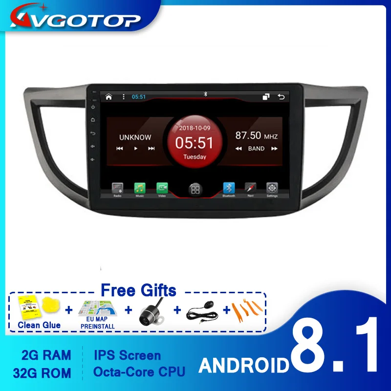 Автомобильный DVD-плеер AVGOTOP GPS Android 10 для HONDA CRV (LOW 2012) мультимедийный автомобильный