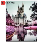 Полный набор для рисования с круглыми камнями и полотном картина замок, пейзаж Стразы фотографии рукоделие Алмазная вышивка ручной работы озеро пейзаж домашний декор
