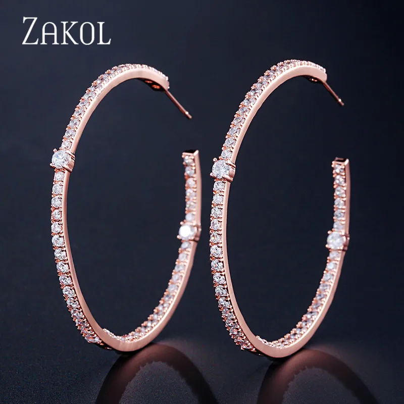 Модные серьги ZAKOL AAA в виде багета с фианитом женские модные круглые свадебные