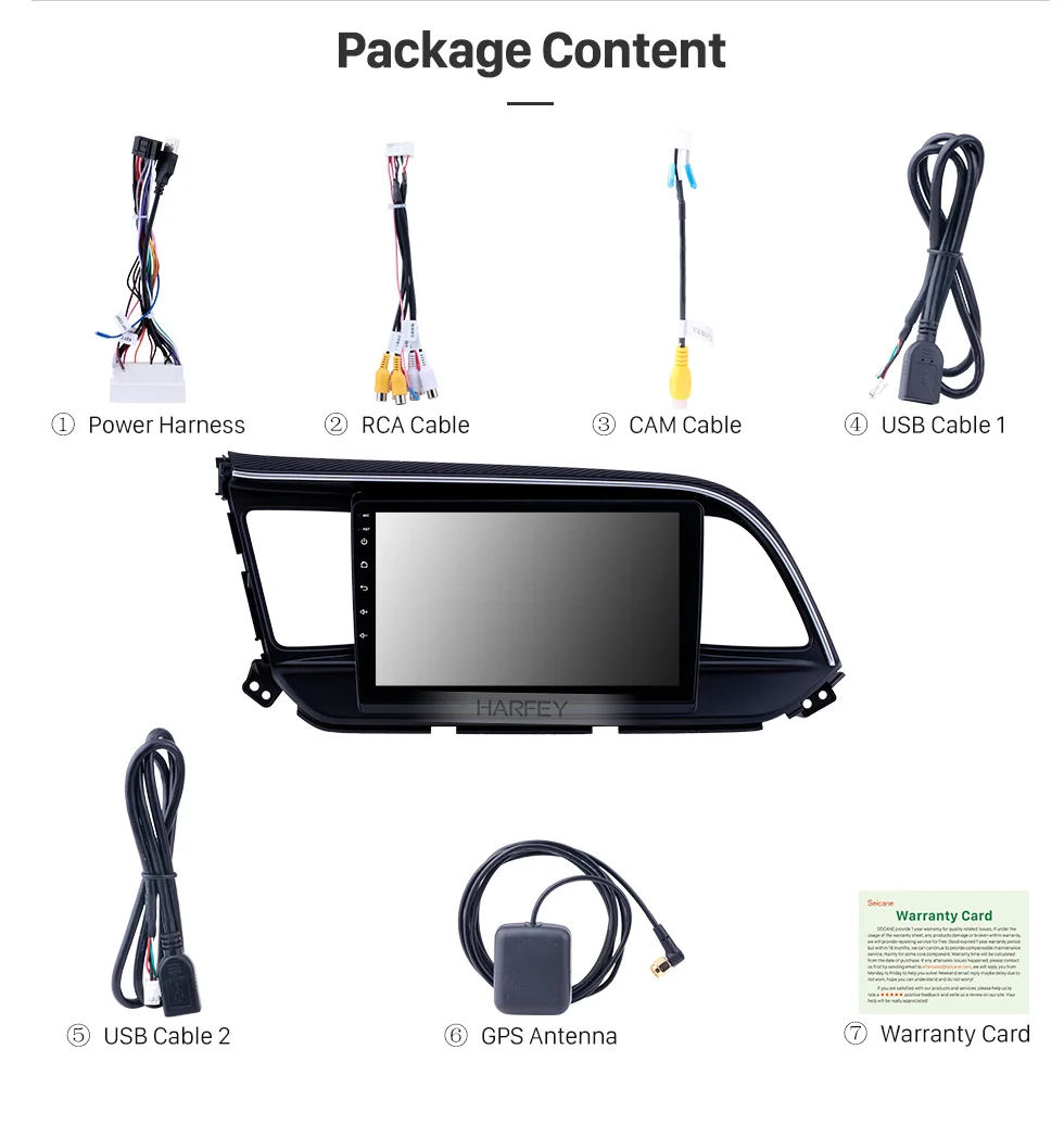 Harfey Автомобильный gps радио для hyundai Elantra LHD Android 8,1 " с USB wifi Bluetooth AUX Поддержка Carplay SWC камера заднего вида