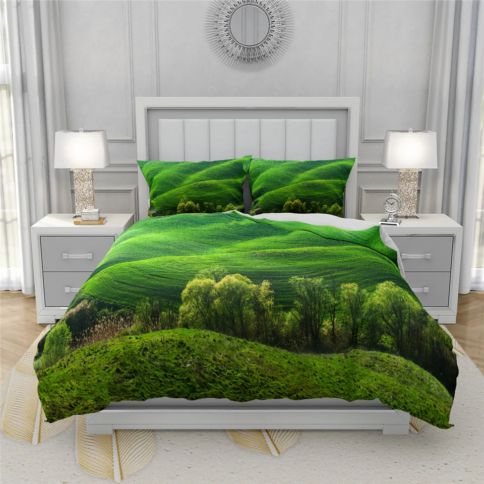

Green Grassland 3D Printed Duvet Cover Set Queen King Size Bed Set Twin Natural Scenery Pattern Bed Linen Single Double Kid