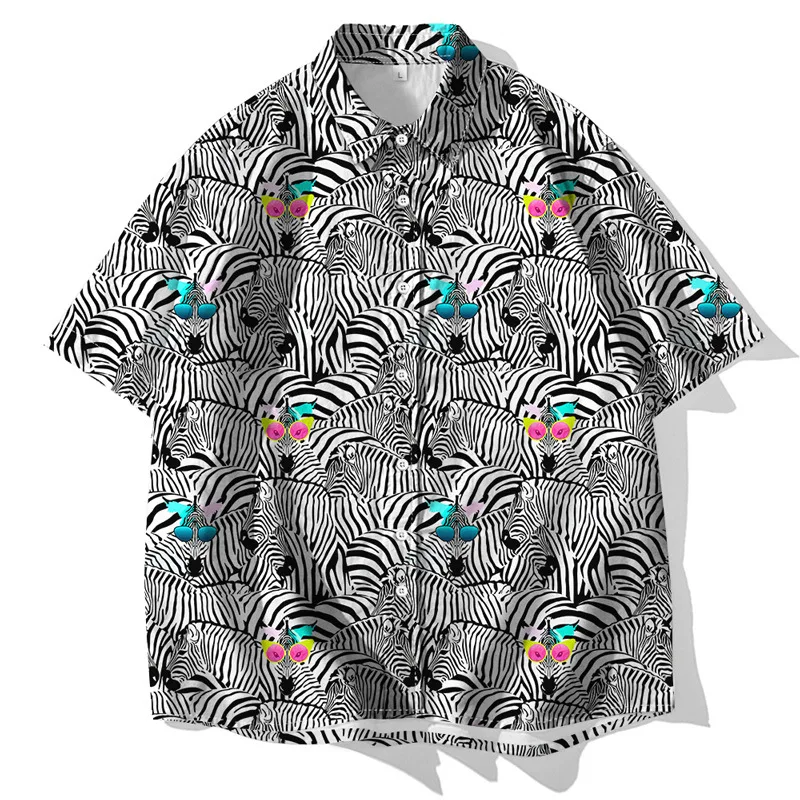 

Summer Male T-shirt 3D Digital Print Wolf Dog Pattern Loose Fashion Short-Sleeved T-Shirt Casual Hip-Hop Personality Streetwear