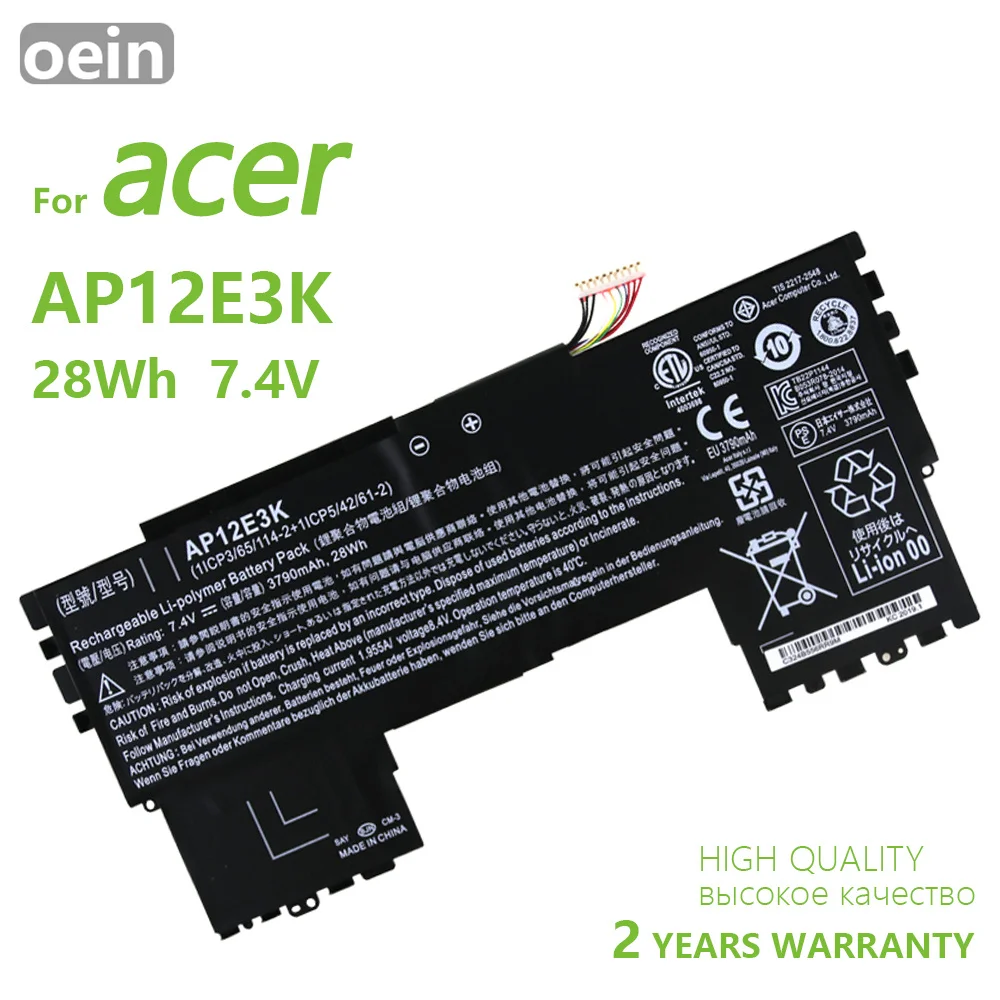

Oein натуральная AP12E3K ноутбук Батарея для Acer aspire S S7-191 ультрабук 11 1/CP5/42/61-2 3970 мАч серии