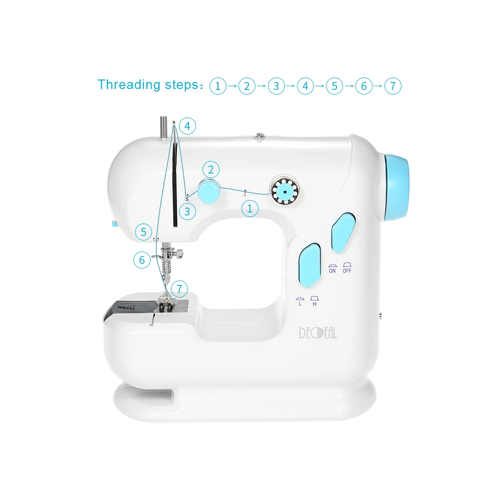 Multifunctional Electric Household Sewing Machine with Extension Table Dual Speed LED Light Foot Pedal Replaceable Presser | Дом и сад