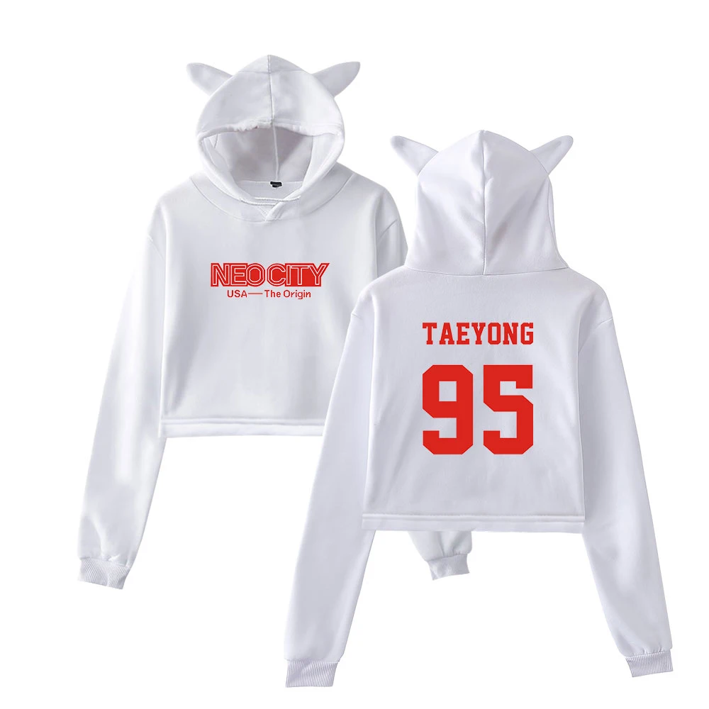 Женская укороченная толстовка с капюшоном Nct Модный пуловер длинным рукавом и