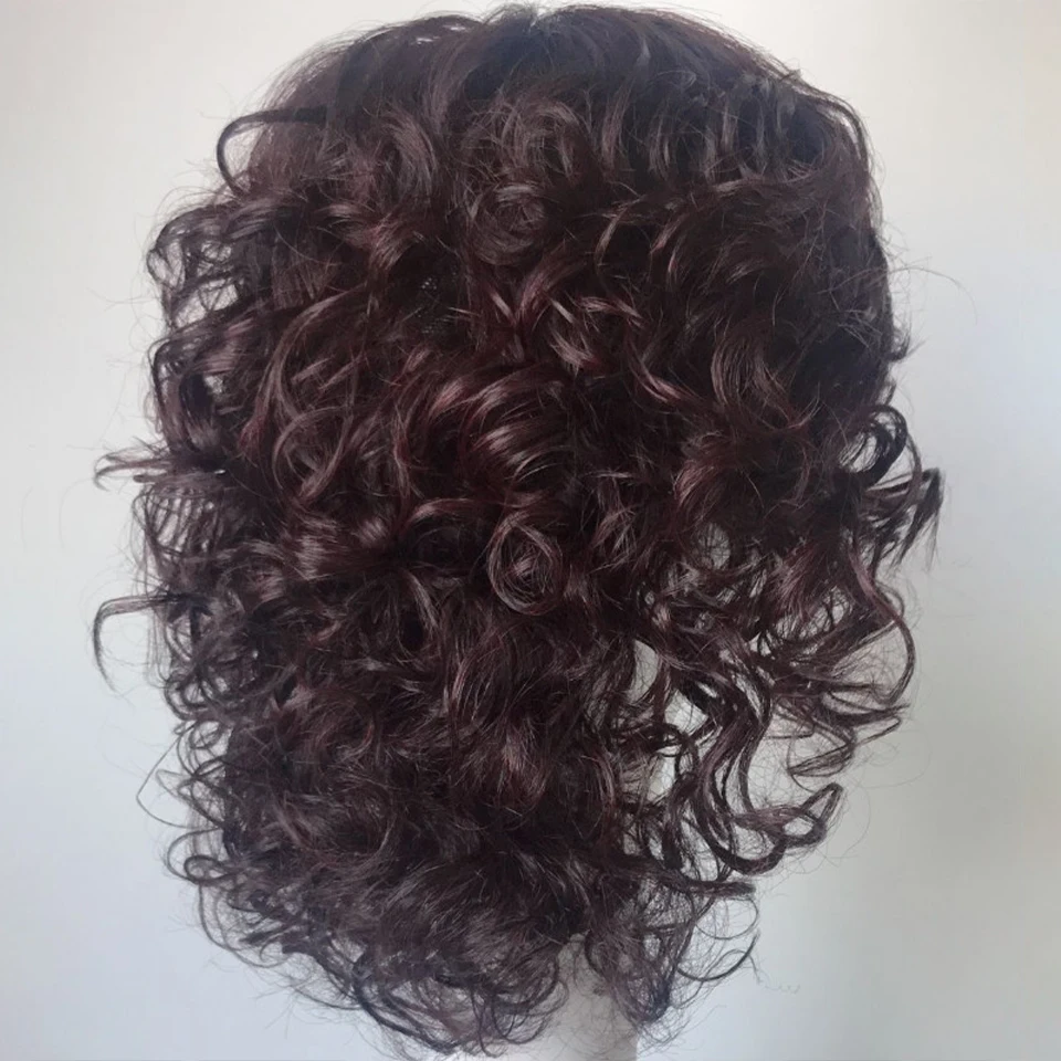 

MEIFAN Short curly Wigs With Bangs for Women Black Brown Hair Wig Heat Resistant Synthetic Natural Fake Hair Wigs