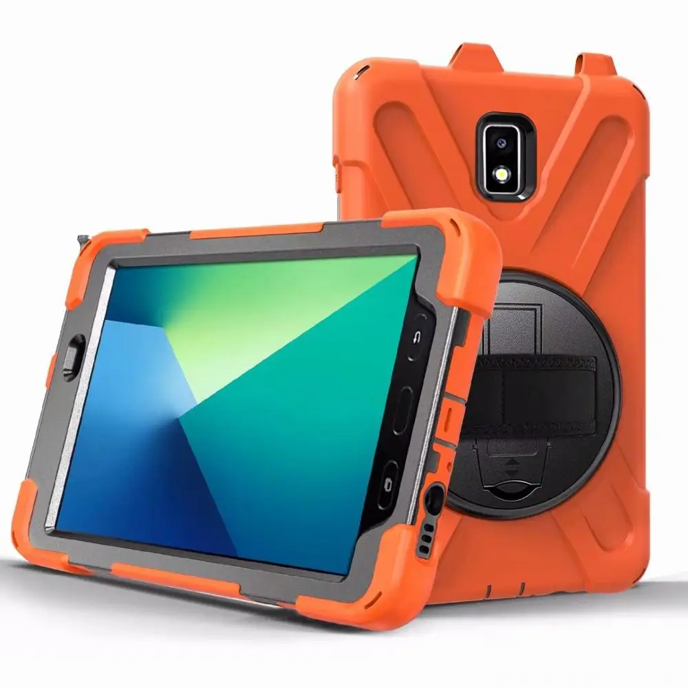 Оранжевый Сверхмощный силиконовый чехол для Samsung Galaxy Tab Active 2 8,0 T390 T395 SM-T395 Funda наручный плечевой ремень противоударный чехол - Цвет: Оранжевый