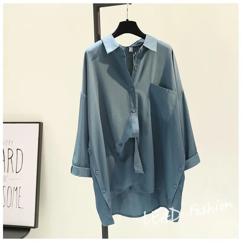 Однотонная Классическая Свободная блузка в Корейском стиле Женская