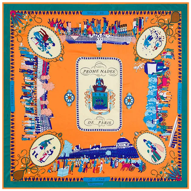 

Luxurious women's silk scarf with painted patterns. Brand new ladies silk scarf and sun protection shawl. Stroll through Paris