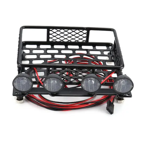 RC CAR Roof Rack Luggage Carrier General Type with 4 Round LED Light Bars Truck Crawler for CC01 CR01 SCX10 RC4WD | Электроника