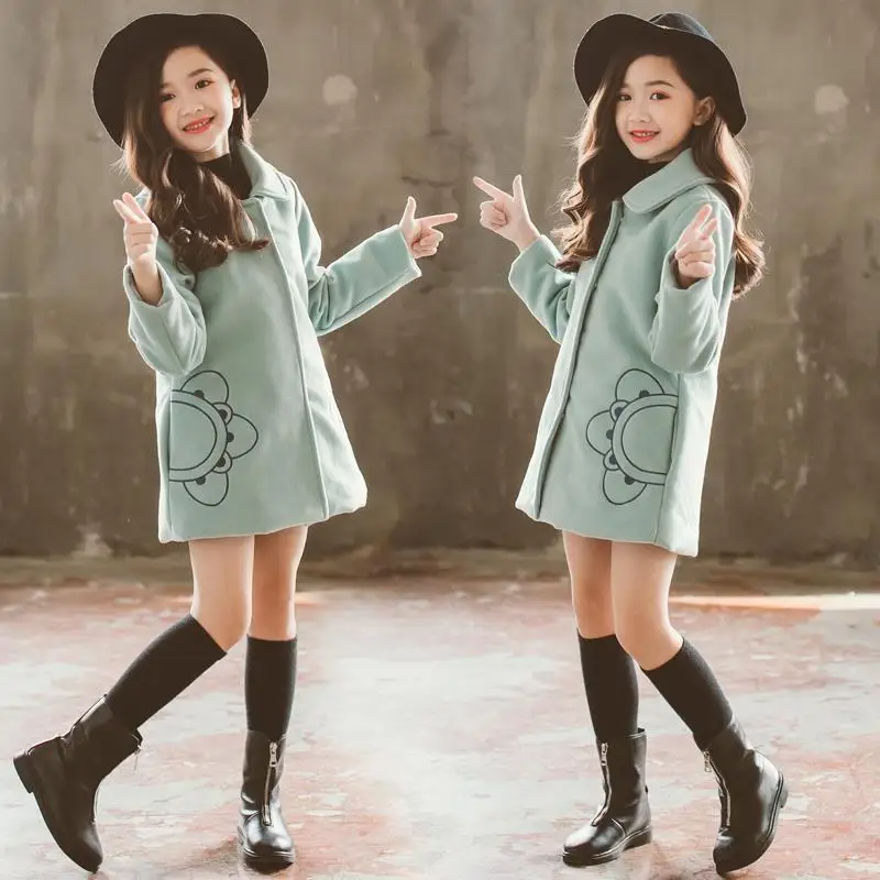 Одежда для девочек осень зима 2019 Новое Детское модное толстое теплое шерстяное