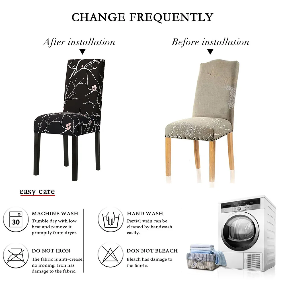 1/2/4/6 шт. спандекс эластичные чехлы на кресла напечатан обеденный стол чехол для