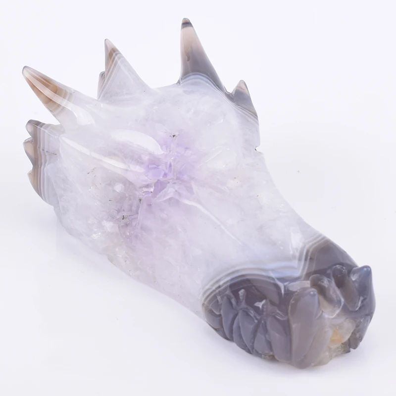 4,8 ''Geode бисер из драгоценного камня череп дракона фигурки натуральный кварцевый камень ремесла целебное Мини Череп антикварное украшение для дома