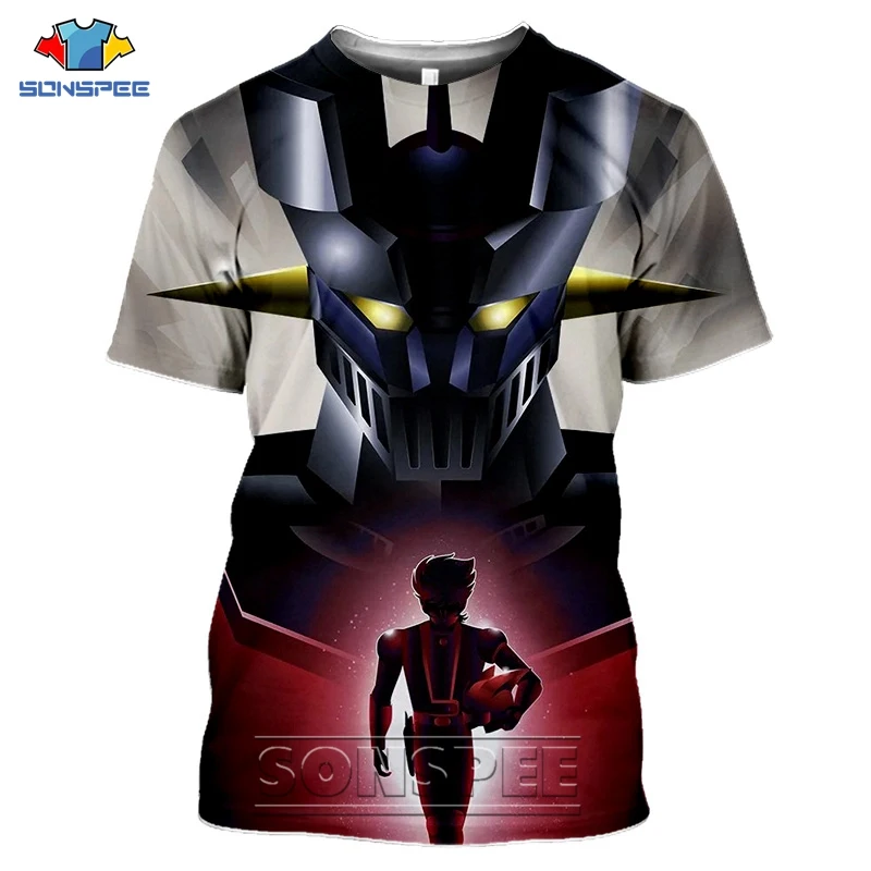 Япония Mazinger Z футболка робот аниме 3D принт Мужская с графикой Женская летняя