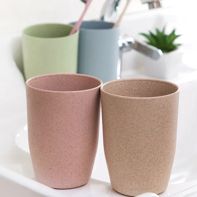 

Plastic Wheat Straw Tea Cup Eco-Friendly Plastic Cup Coffee Tea Milk Drink Cup Toothbrush Cup for Bathroom Kitchen Cup