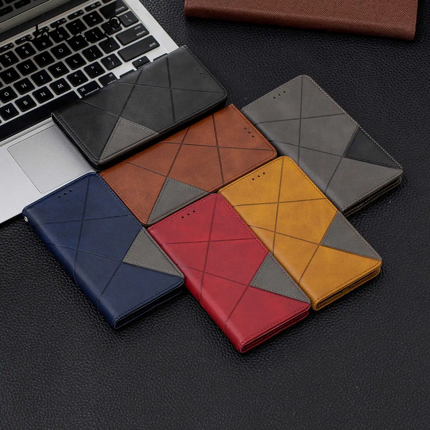 Чехол книжка из искусственной кожи с геометрическим рисунком для Nokia 1 Plus чехлы