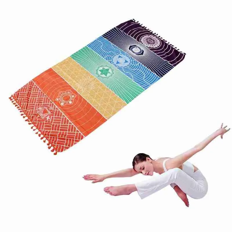 1 Multi-purpose Rainbow Beach Towel Bohemian Mandala Tapestry Meditation Yoga Mat Ladies Bath | Дом и сад