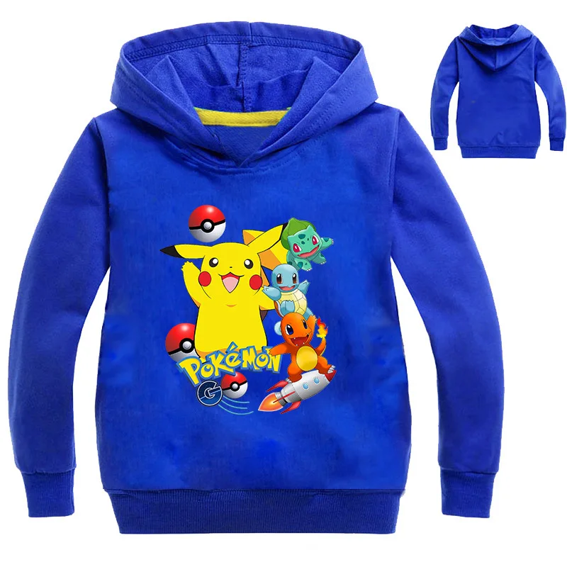 От 2 до 16 лет модные худи с Покемон Гоу для детей куртка Пикачу капюшоном