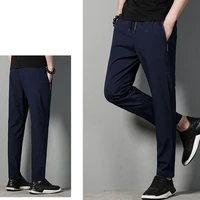 leisure men pants elastic quick dry male men solid color thin pants for going out sweat absorbing casual pants
