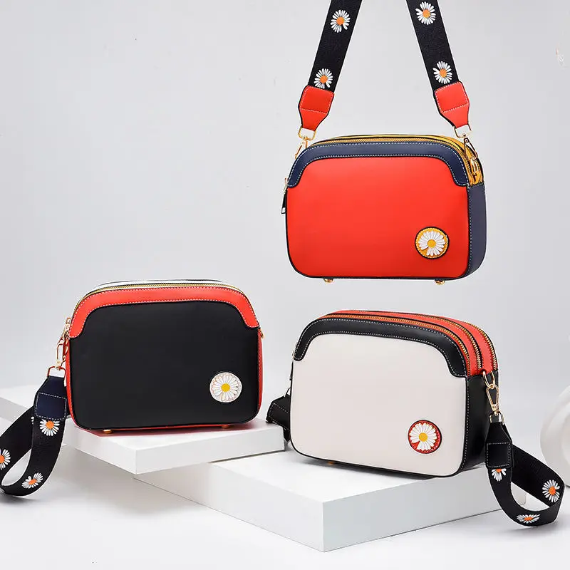 

Роскошные дамские сумочки, маленькая сумка на плечо с маргаритками и цветами, вместительные квадратные мешки на три уровня