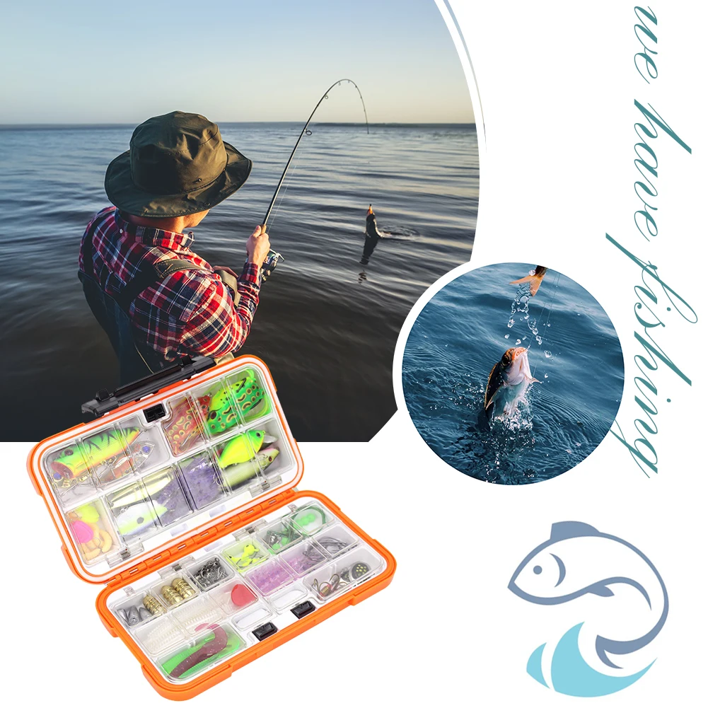 

122pcs Multi Fishing Lure Set Mixed Colors Plastic Soft Bait Hook Kit Wobbler Crankbait Fishing Tackle Set for Winter Fishing