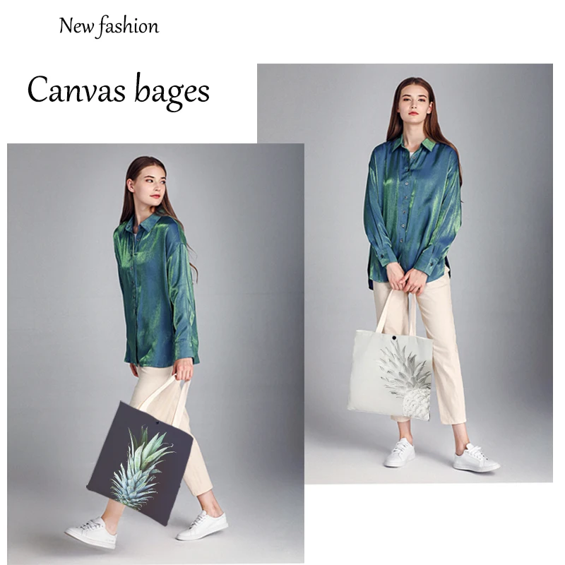 Сумка тоут из хлопка по индивидуальному заказу с принтом фруктов и ананасов