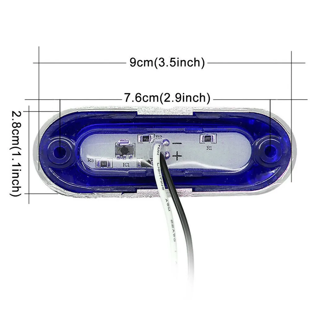 

4 LED Side Marker Lights Blue Clearance DC 12V-24V Lamp Lorries Trailer Van Light