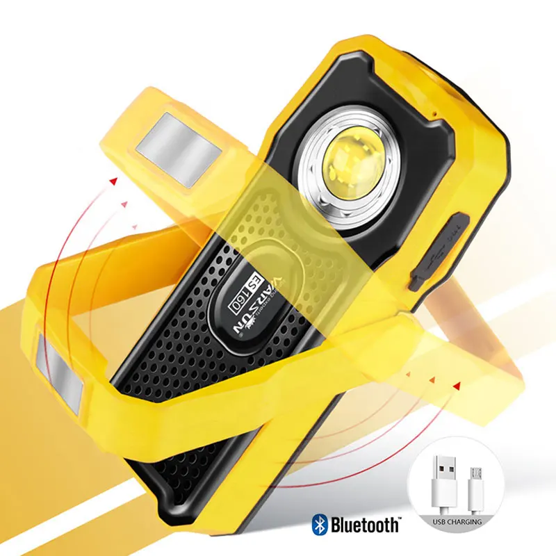 Portable flashlight worklight lamp USB rechargeable led cob inspection work light with Bluetooth Speaker