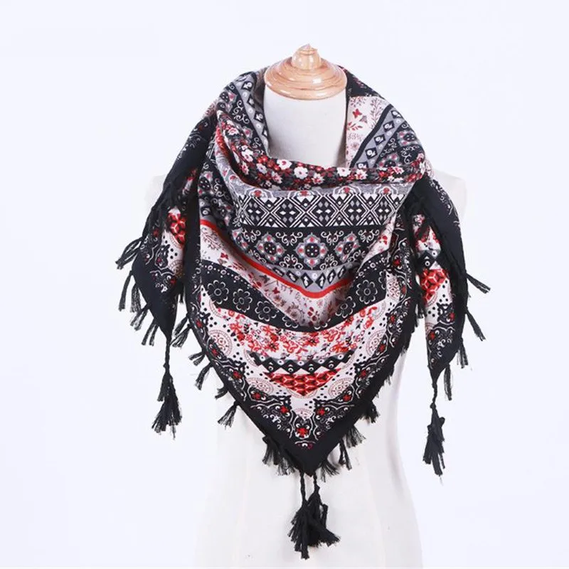 VISNXGI Fashion Scarf Women Large Shawls Floral Print Stoles Triangle Bandana Female Muslim Hijab Wrap Headband Spring Autumn |