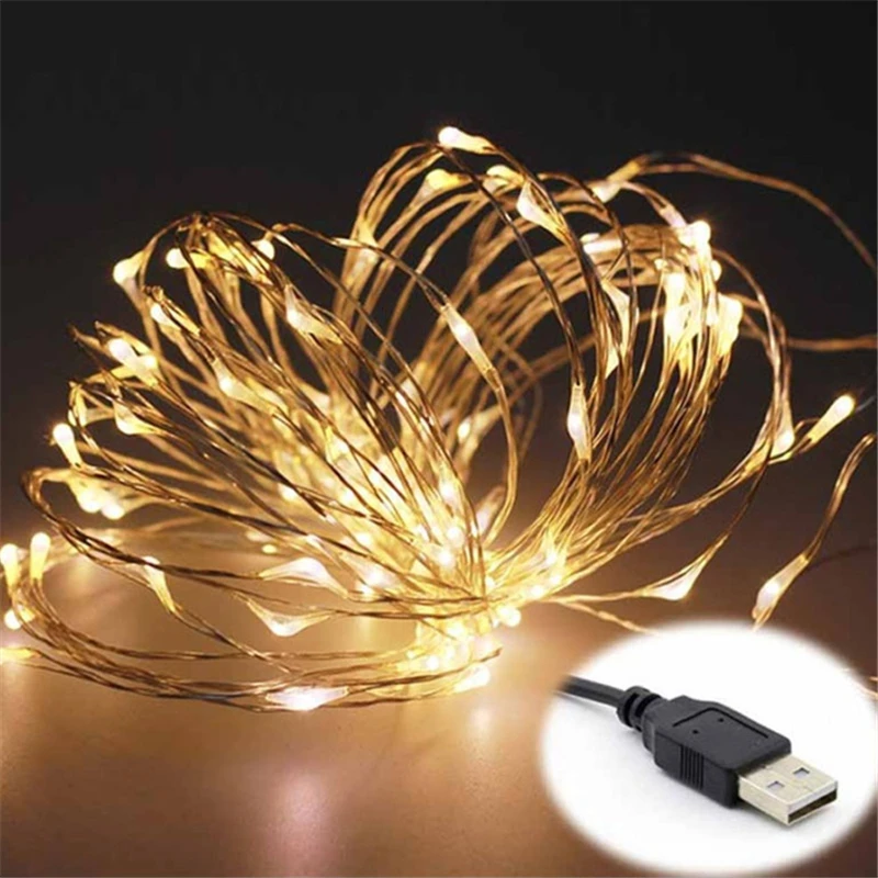 5/10 м гирлянда USB питание светодиодный светильник 50 100 s медный провод