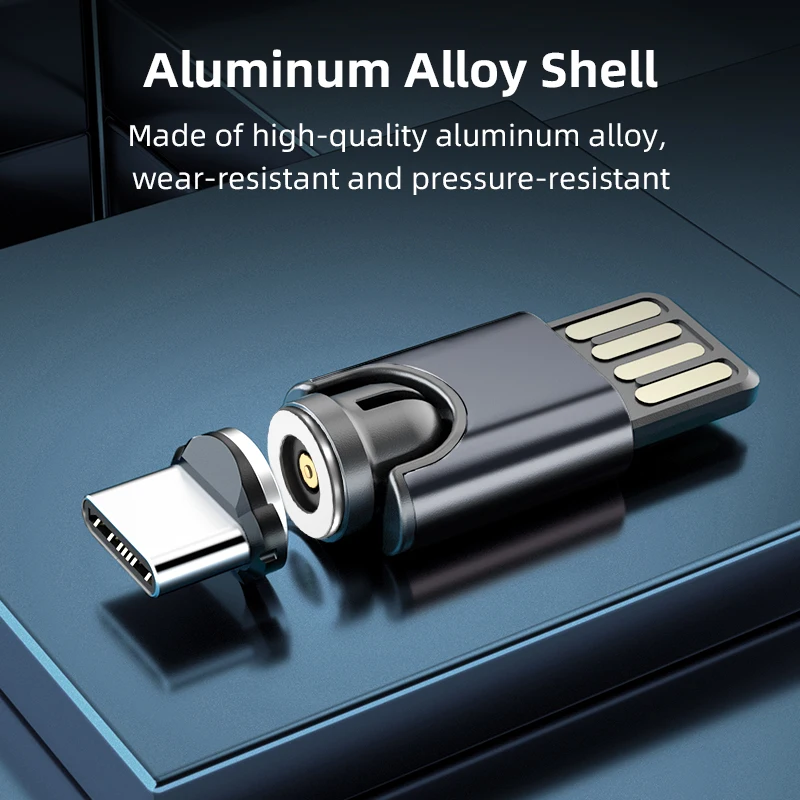 AUFU Newest 3in1 Magnetic Charger 540 Degree Rotate mini Usb Charging Type C  Micro Phone Charger for iPhone Samsung Xiaomi
