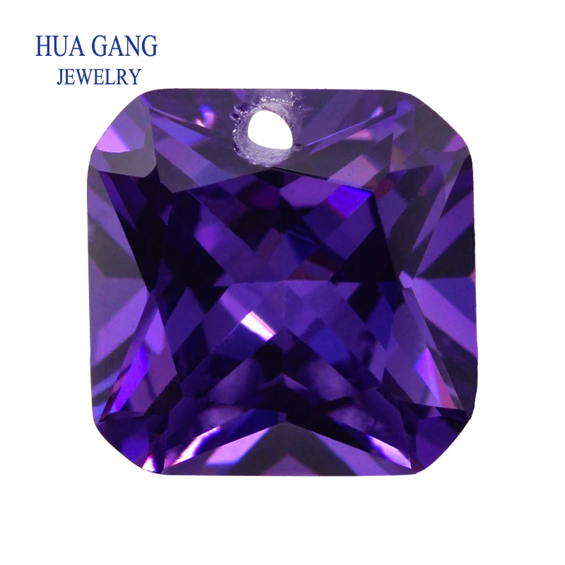 

Amethyst Loose CZ Stones Beads Gem With Hole AAAAA Square Shape Cubic Zirconia Stone For Jewerly Making 4x4~12x12 High Quality