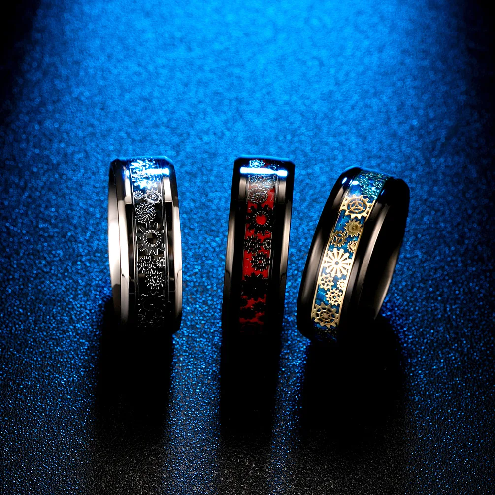 Мужское кольцо из углеродного волокна механическое зубчатое нержавеющей стали