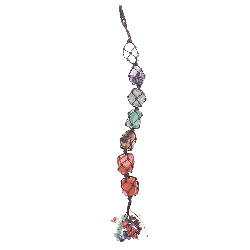 

7 Чакра драгоценный камень кисточка подвесной фэн-шуй орнамент камни автомобиль домашний декор 30 см