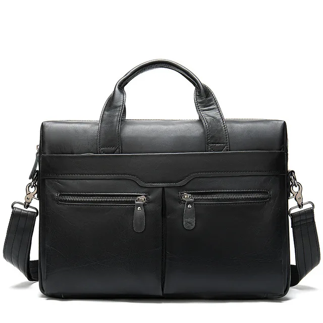 Black Gray Norbinus мужской деловой портфель из натуральной кожи, сумка для компьютера, мужской портфель для ноутбука, сумка-мессенджер, кожаная сумка через плечо, сумки через плечо - Цвет: Black Gray