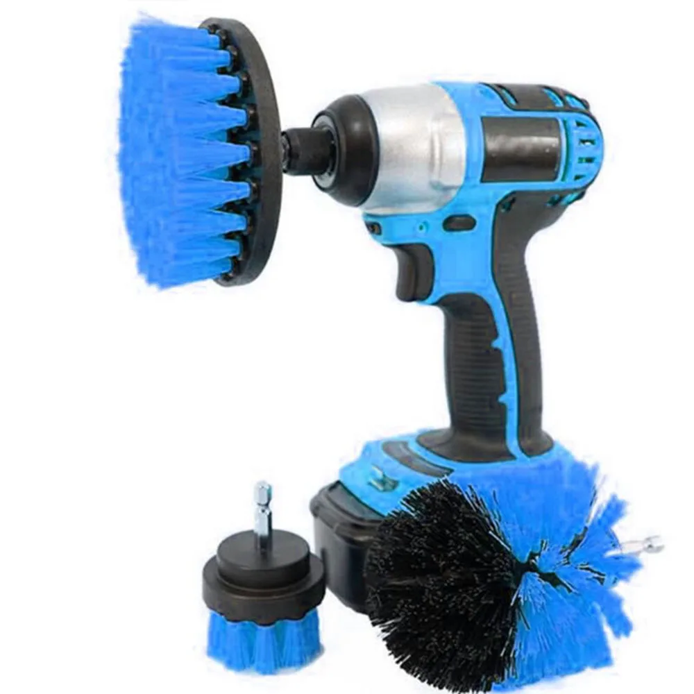 

Set Head Hard Bristle Car Auto Detailing Cleaning Tools For cordless drill Tyre Blue