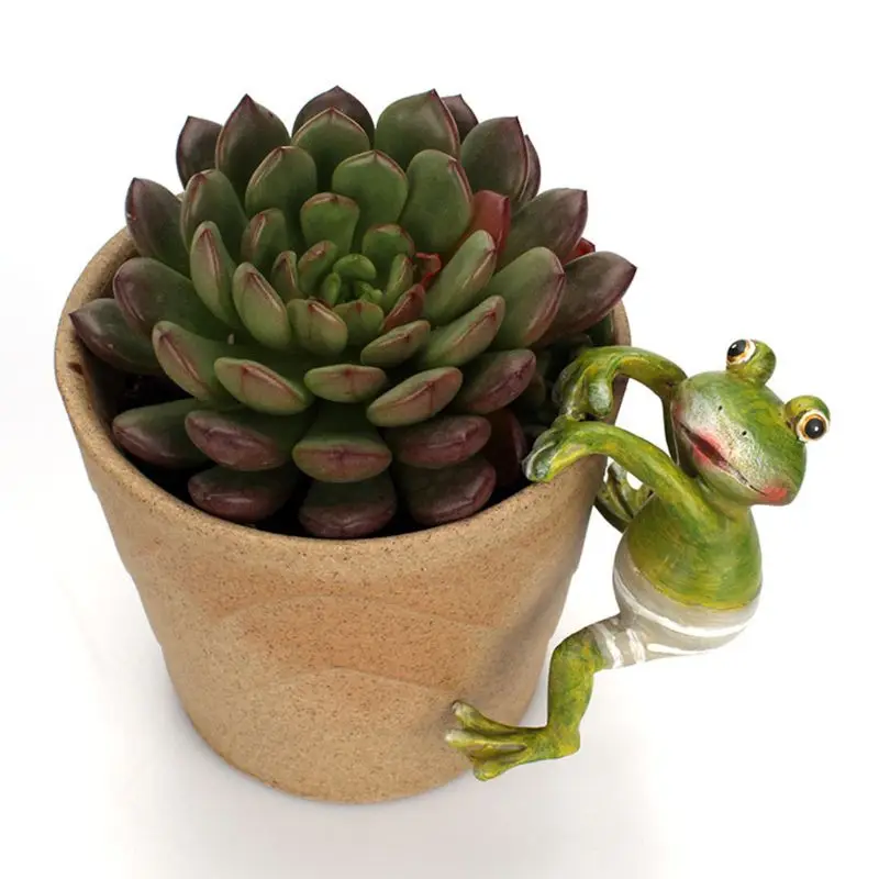 

4pc Cylinder Climbing Frog Suit Flower Pot Decorative Handicraft Home Decoration