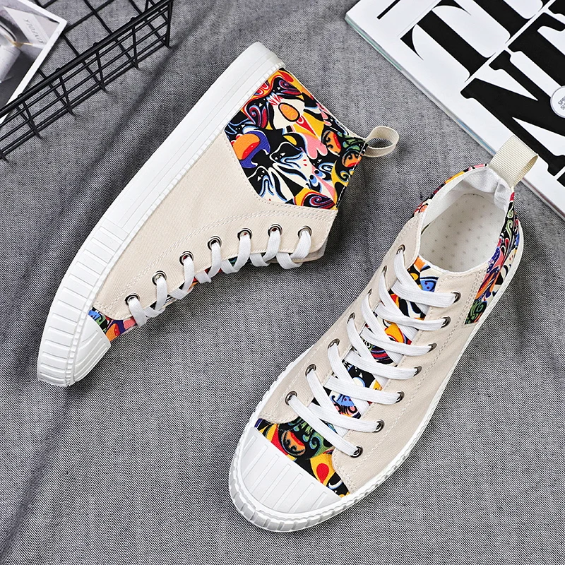 

Men's High Top Ankle Shoes Unisex Botas Breathable Sneakers Footwear Male Luxury Brand Autumn Winter Canvas Chaussures Homme