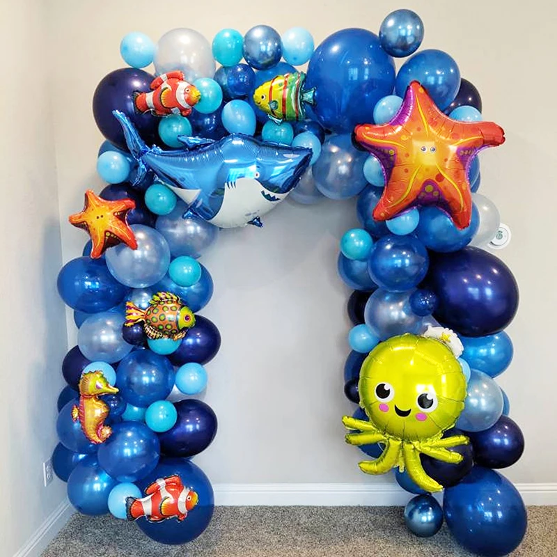 

101pcs Under Sea Animal Balloon Ocean Theme Balloons Kit Shark Starfish Octopus Balls Baby Shower Boy Birthday Party Supplies