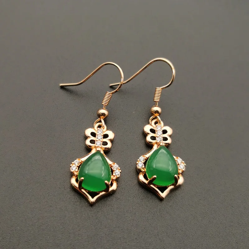 Jadery очаровательные серьги в форме капель зеленого нефрита для женщин розовое