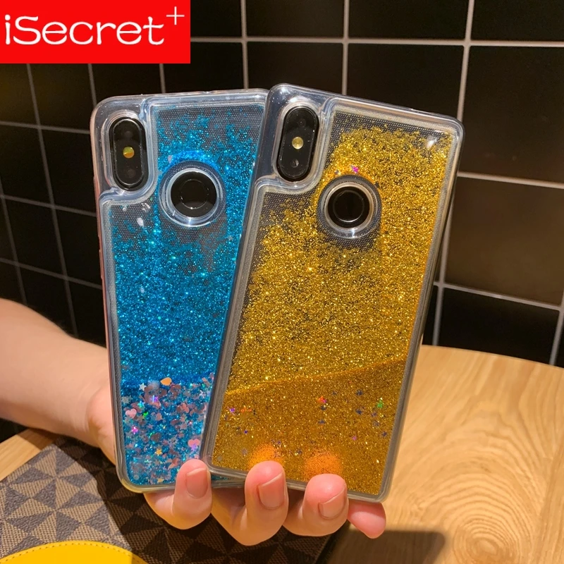 Мягкий чехол из ТПУ с блестками и сыпучим песком для Xiaomi Mi 8 9 SE A1 A2 Lite Redmi Note 5 Plus 6 7 Pro