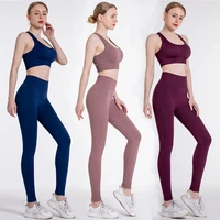 soft yoga sets women gym clothes breathable workout tops and leggings elastic sportswear workout clothing u neck crop tops