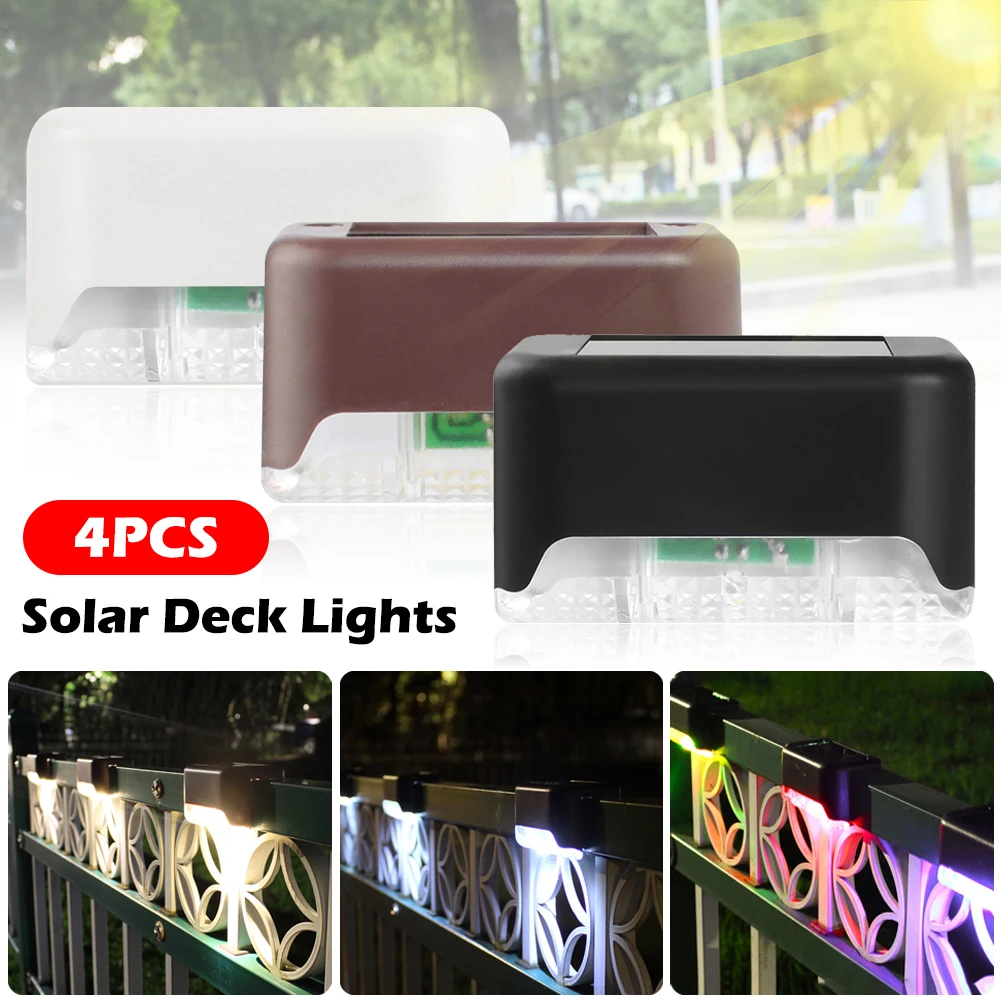 

4Pcs LED Light Solar Deck Lights Outdoor Dusk to Dawn IP65 Waterproof Stair Lights Step Lights Garden Patio Fence Pathway