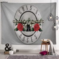 wall tapestry guns and roses rock and roll background decorative wall hanging for living room bedroom dorm room home decor