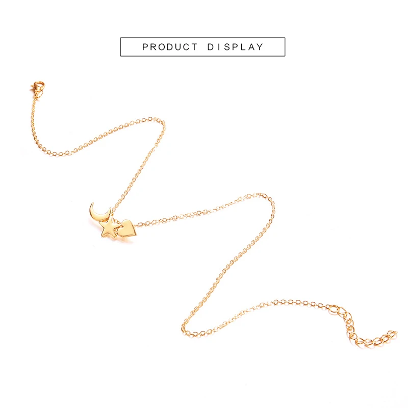 Женский чокер в стиле бохо ожерелье с кулоном виде маленького сердца и Луны