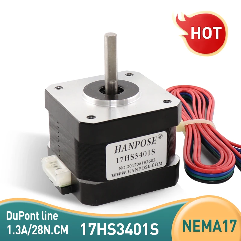 Nema 17 шаговый двигатель 17HS3401S 1.3A 28N.CM 34 мм 4 свинцовый 42 BYGH с DuPont проводами ЧПУ лазер